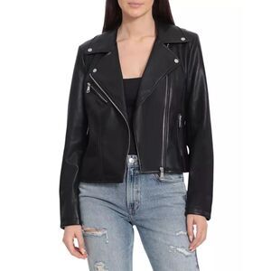 Bagatelle.NYC Black Faux Leather Moto Biker Jacket, Women's Size XL.